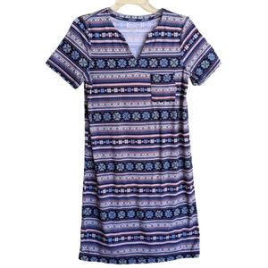 Jockey Nightgown Slip Blue Pink Stripe Floral Soft Microfiber Stretch